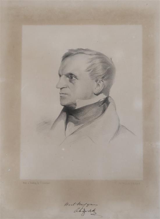 Lynch after Laurence. A maple framed engraving of a gentleman,